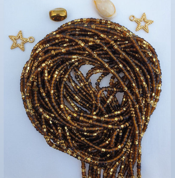 Brown Goldie Mix Waist Beads (with Thread finish)