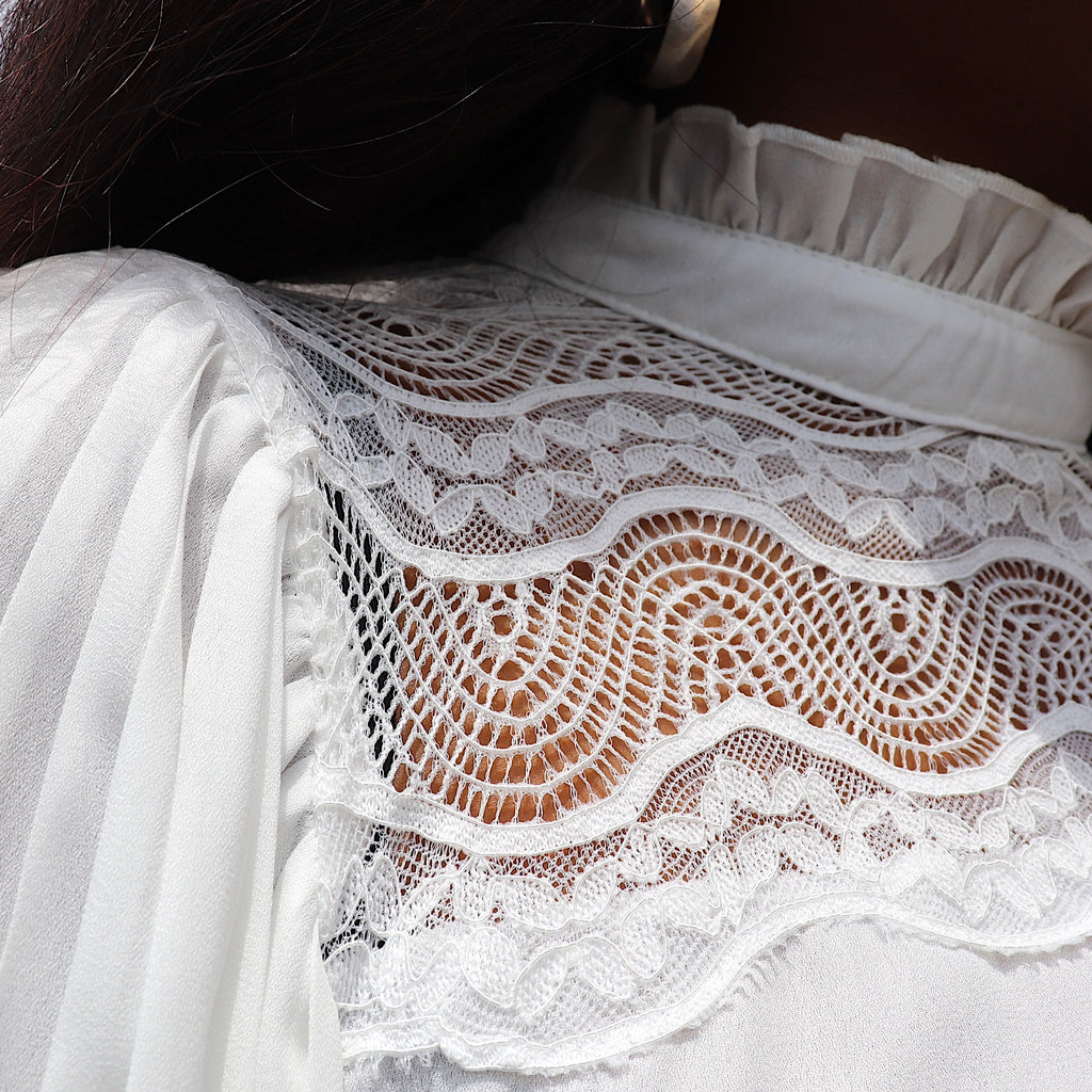 ALL MINE Lace Blouse in White