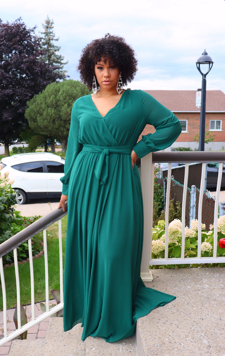 CHIFFON MAXI DRESS in Hunter Green LauriEva CHIFFON MAXI DRESS in Hunter Green LauriEva
