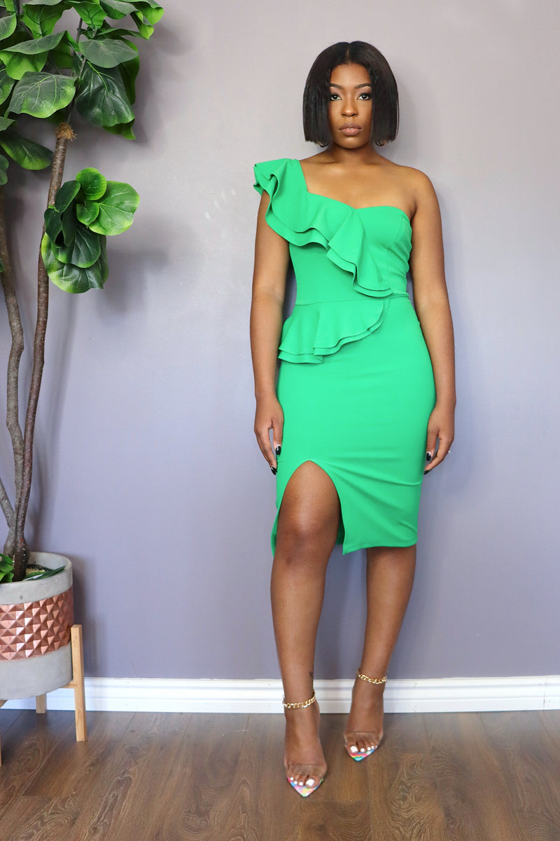 FANCY ME Ruffle Dress in Green – LauriEva