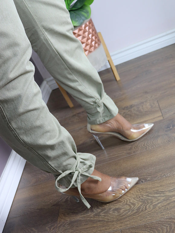GLASS DOLL Clear Pumps in Nude