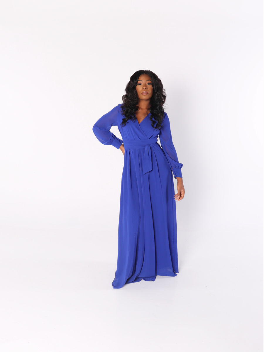 CHIFFON MAXI DRESS in Royal Blue LauriEva CHIFFON MAXI DRESS in Royal Blue LauriEva