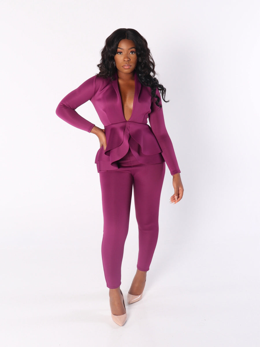 LOVE IS BLIND Tulip Jacket & Pant Suit in Purple LauriEva LOVE IS BLIND Tulip Jacket & Pant Suit in Purple LauriEva