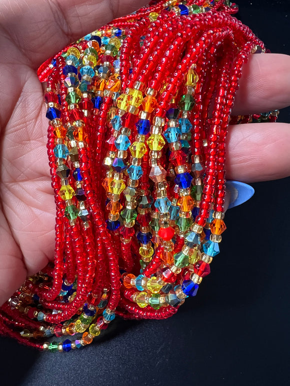 Alignment Waist Beads in Red (with Thread finish)