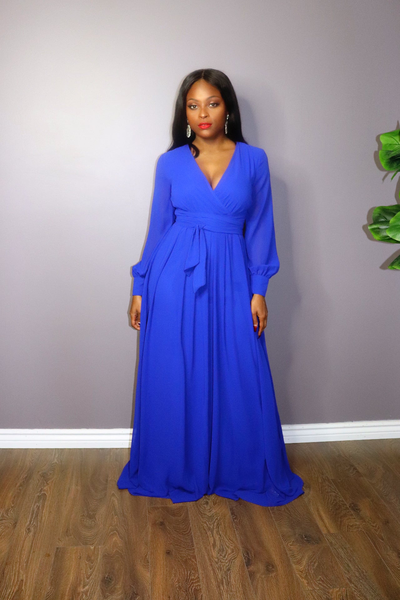 CHIFFON MAXI DRESS in Royal Blue LauriEva CHIFFON MAXI DRESS in Royal Blue LauriEva