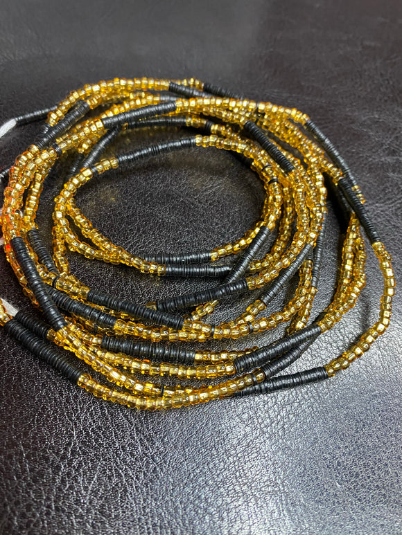 Black Diamond/Clear Color African Waist Beads for Women | Waist Beads |  Small Seed Beads | Afrocentric | Cloth & Cord