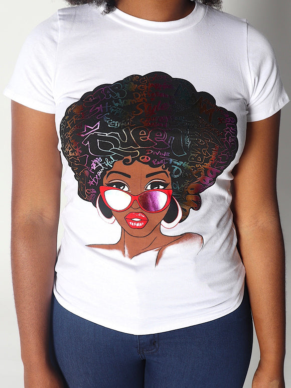 Plus Size FIT FOR A QUEEN Shirt in White