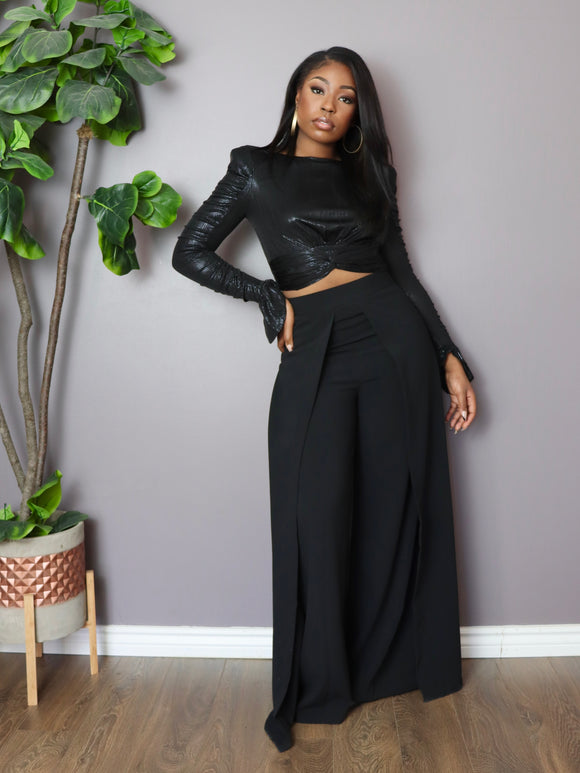 FIRST LADY Wide Leg Pleated Pants
